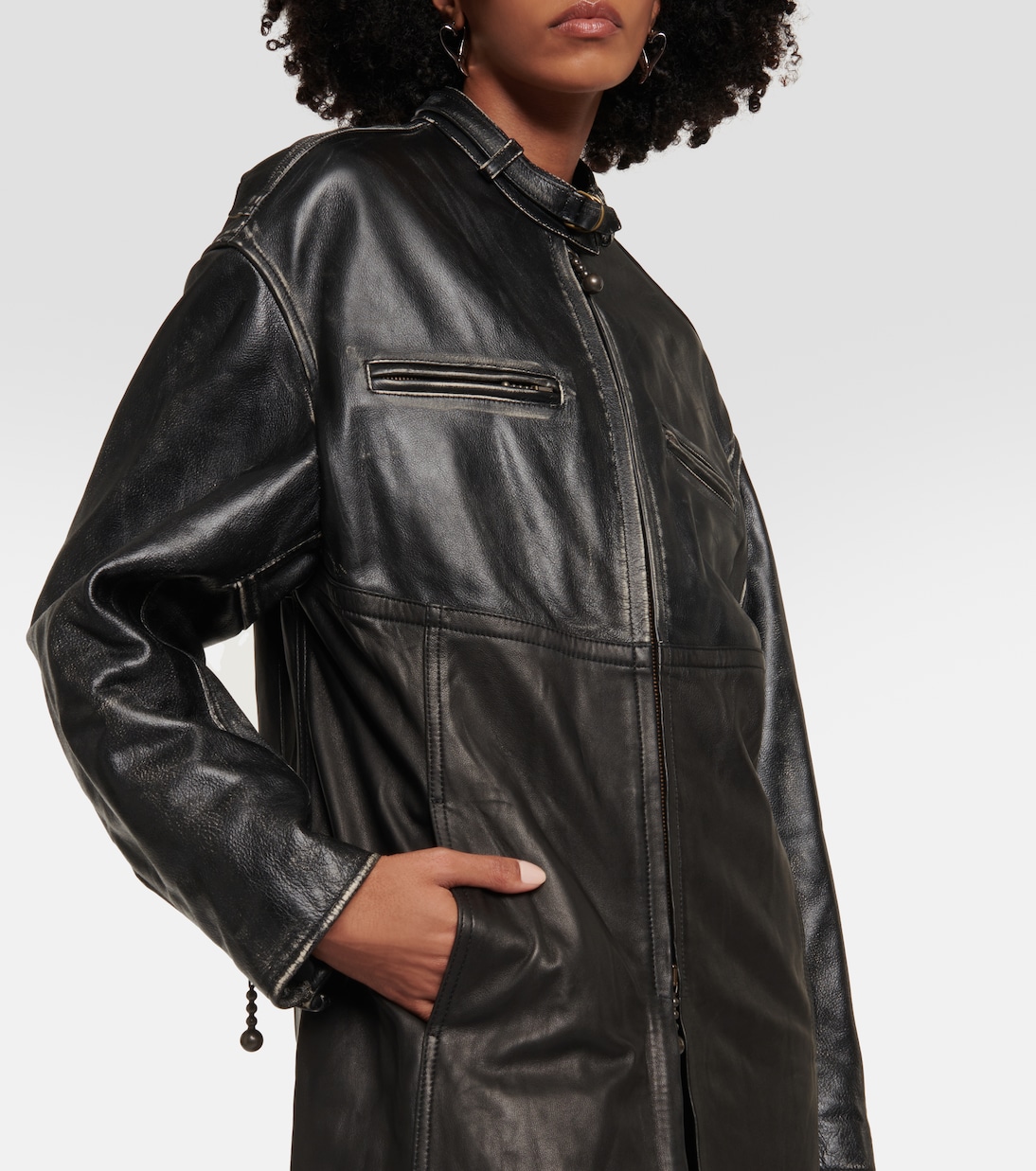 Paneled leather coat | Acne Studios