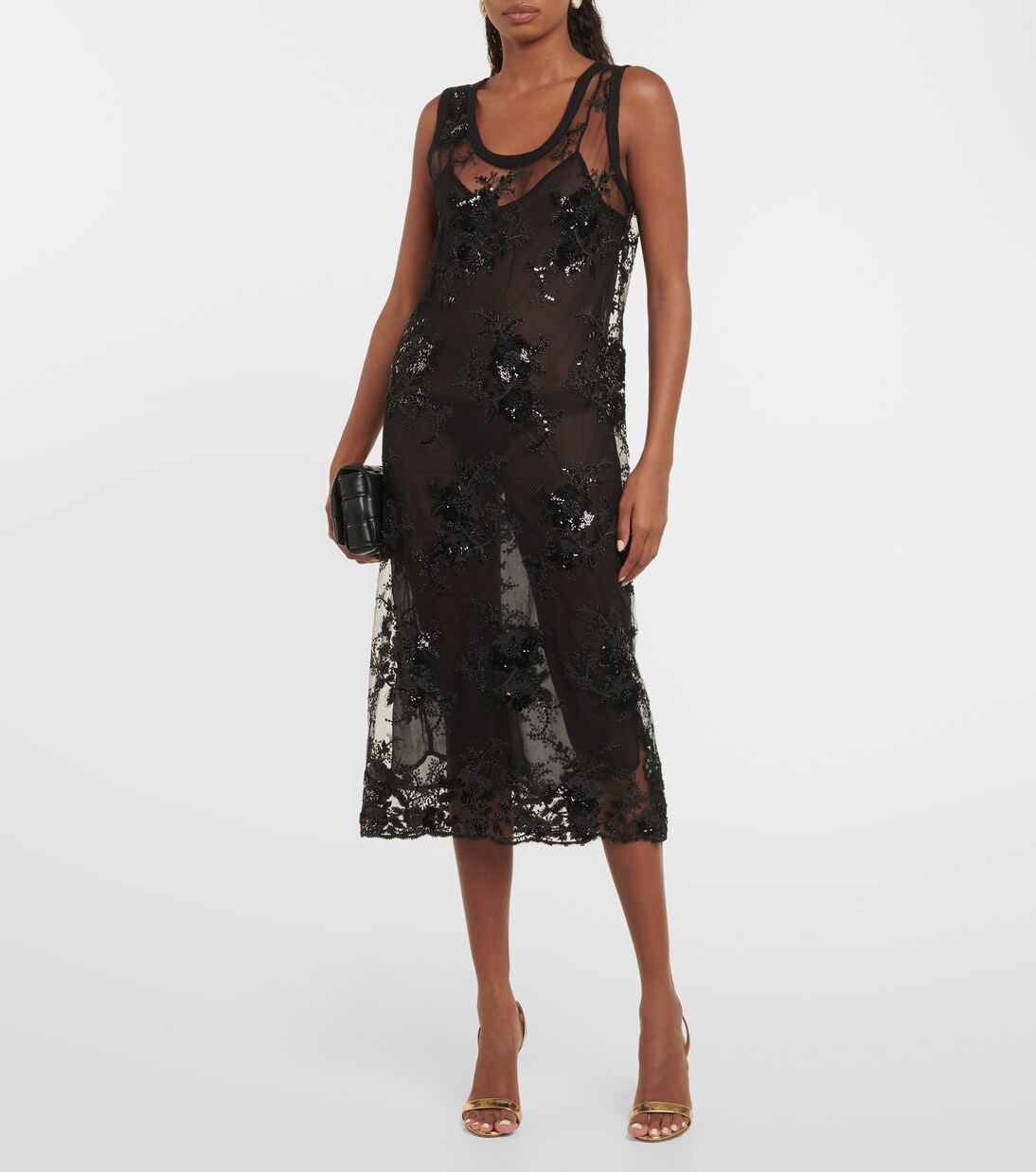 Abito midi Ilan in mesh con ricamo | Dodo Bar Or