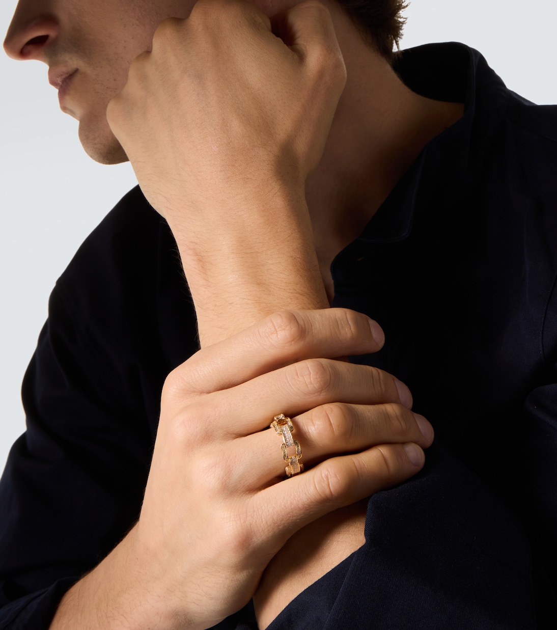 Deco Link 18kt gold ring with diamonds | Shay Jewelry