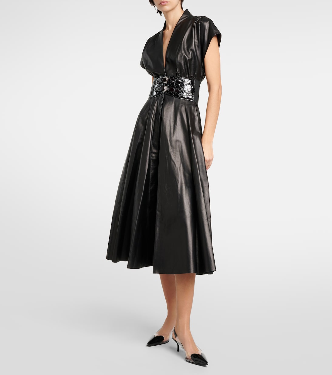 Robe midi en cuir | Alaïa