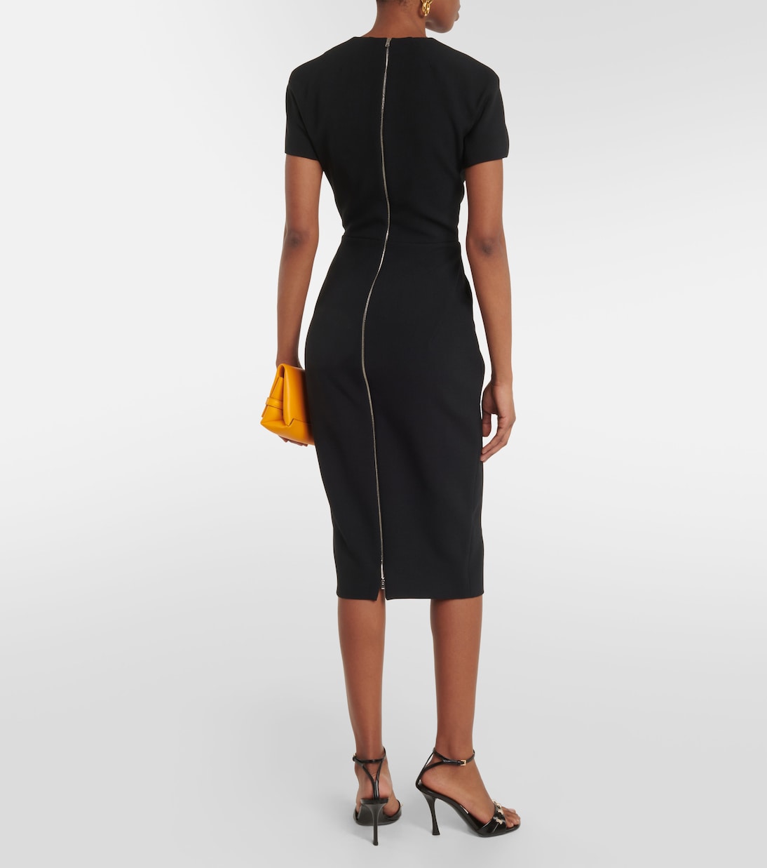 Vestido midi Fitted T-Shirt de crepé | Victoria Beckham