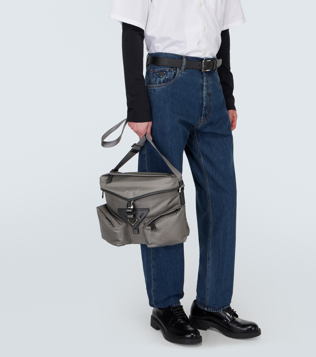 Re-Nylon leather-trimmed crossbody bag | Prada