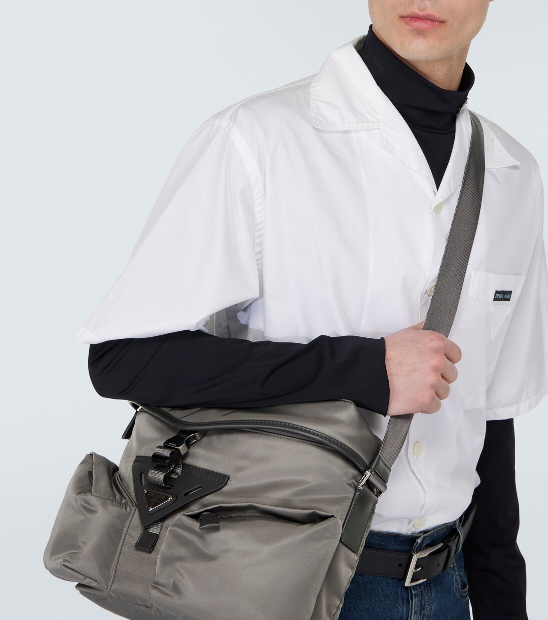 Re-Nylon leather-trimmed crossbody bag | Prada