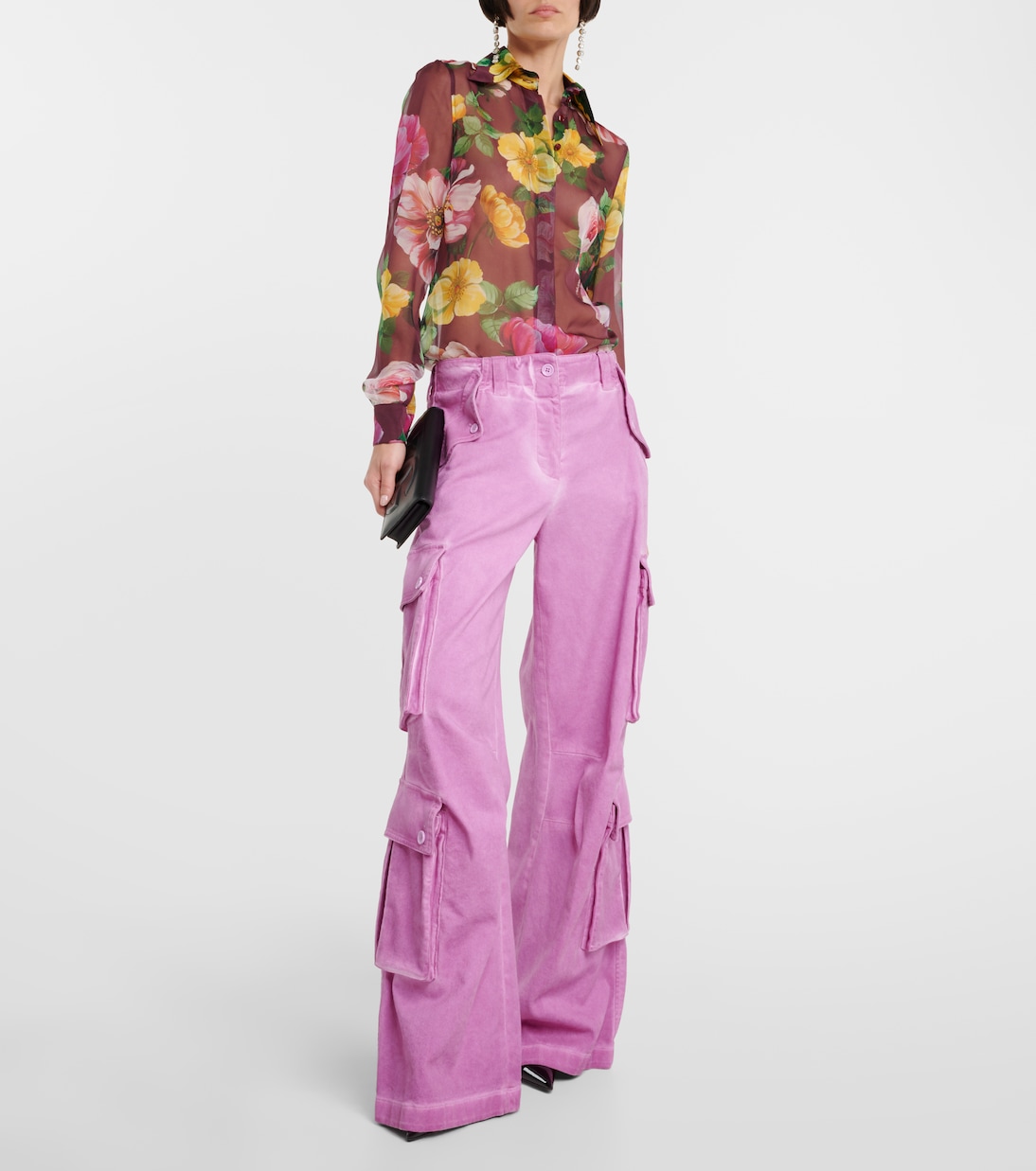 Mid-rise cotton flared cargo pants | Dolce&Gabbana