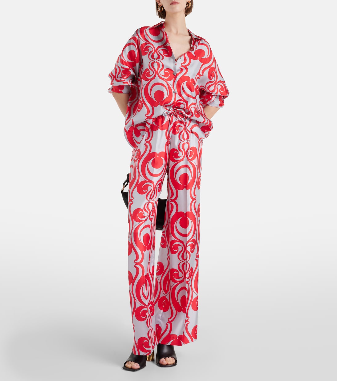 Pantalon ample imprimé en soie | Dries Van Noten