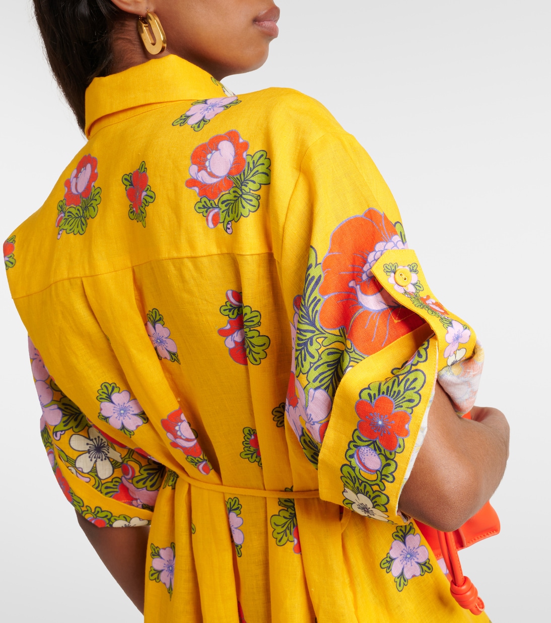 Robe chemise en lin à fleurs | Alémais