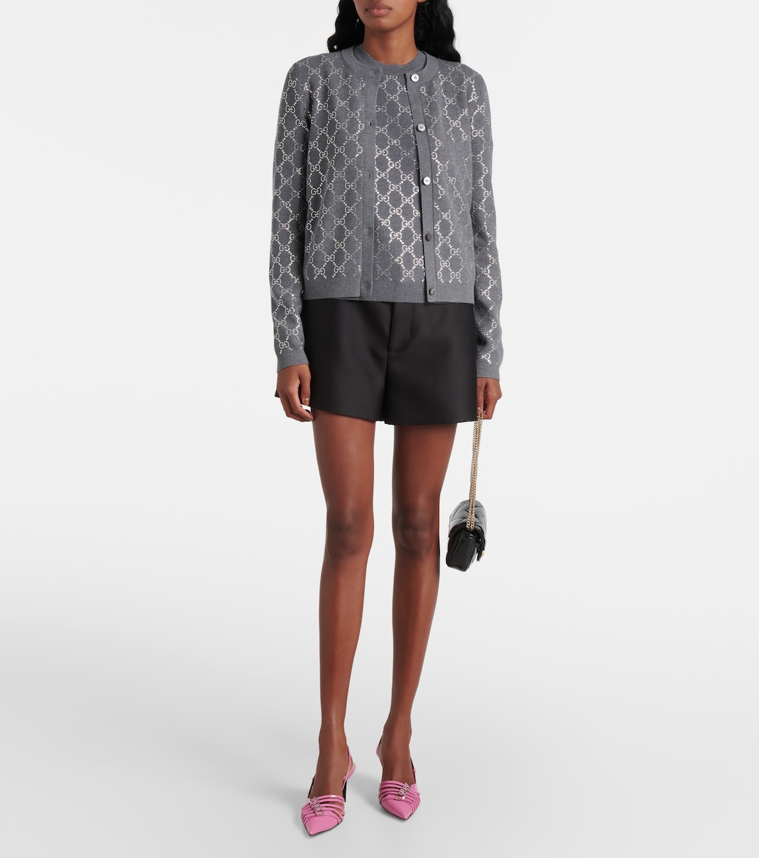 Cardigan GG aus Wolle mit Kristallen | Gucci