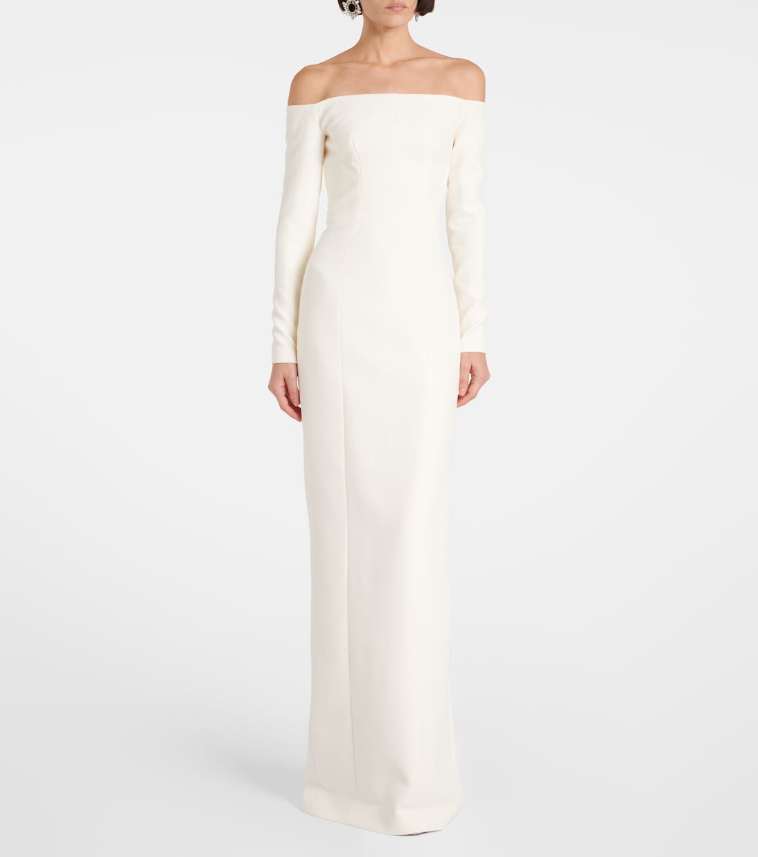 Bridal off-shoulder crêpe gown | Safiyaa