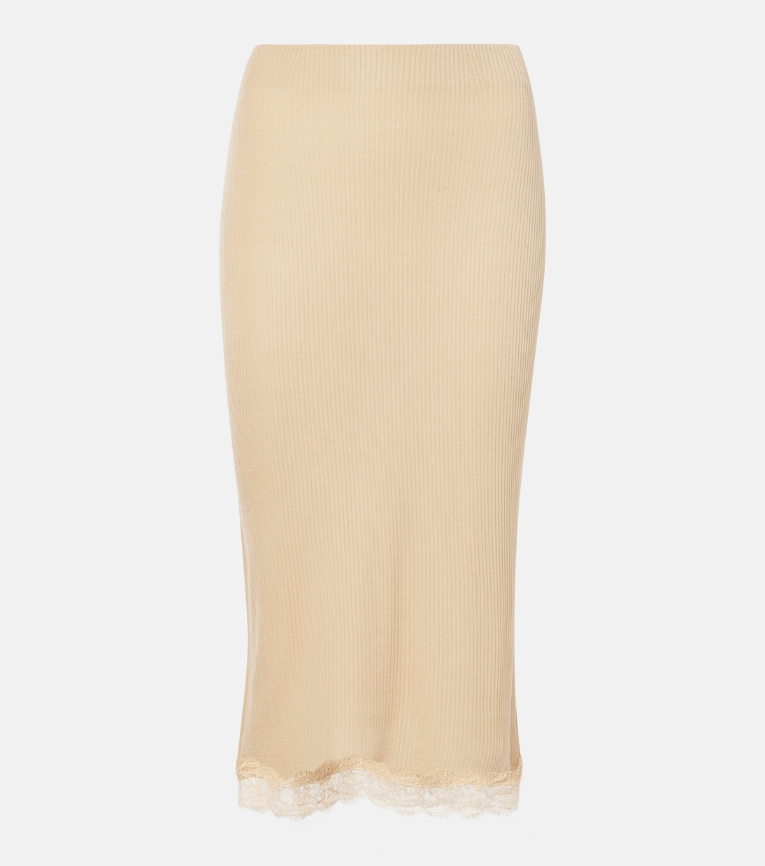 Indira lace-trimmed silk-blend midi skirt | The Row