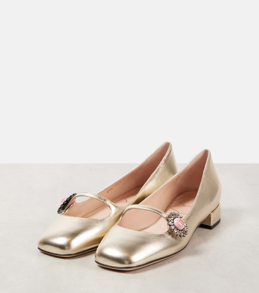 Verzierte Mary-Jane-Ballerinas Preshoes aus Metallic-Leder | Valentino Garavani