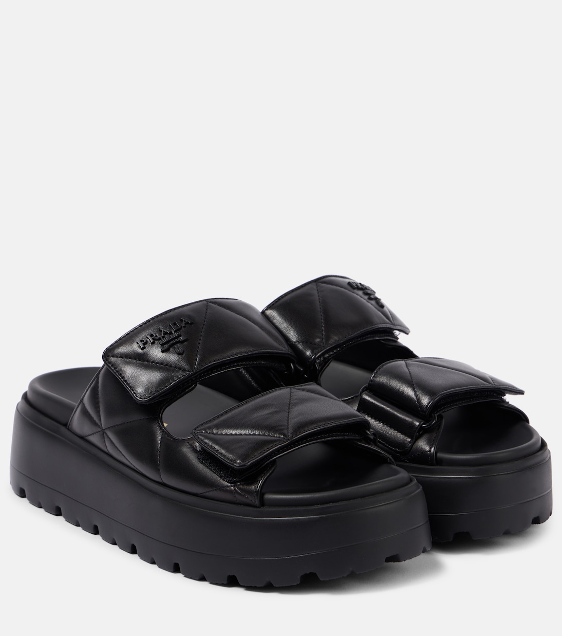 Quilted leather platform sandals | Prada