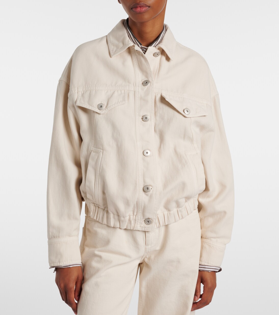 Chaqueta de algodón y lino con cuentas Monili | Brunello Cucinelli