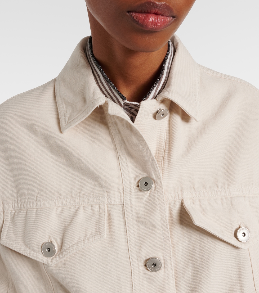 Chaqueta de algodón y lino con cuentas Monili | Brunello Cucinelli