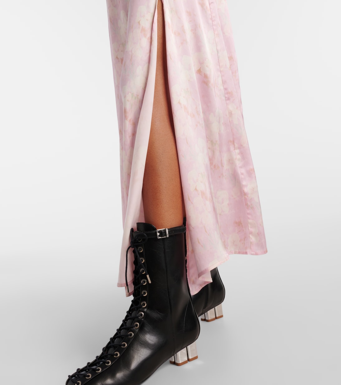 Abito midi in raso con stampa floreale | Ganni