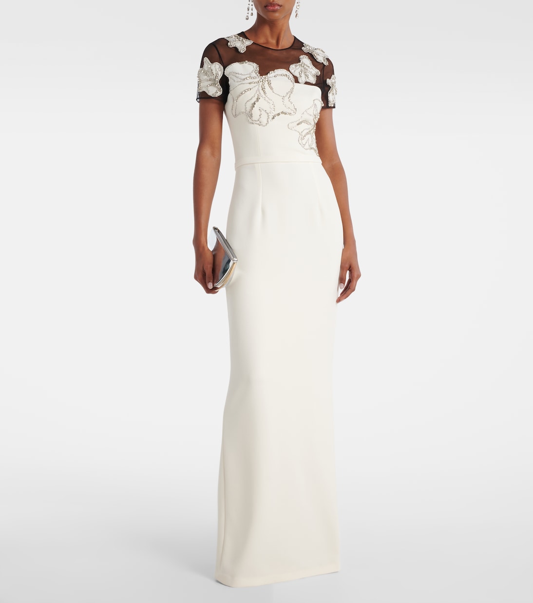 Robe aus Crêpe mit Kristallen | Safiyaa