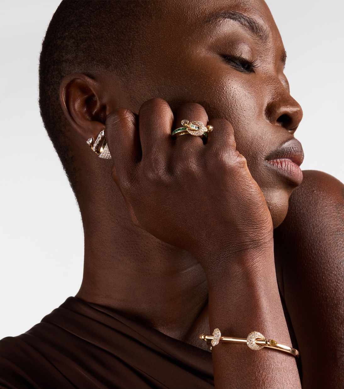 Bracciale Chakra Icon in oro rosa 18kt con diamanti e quarzi | Ananya