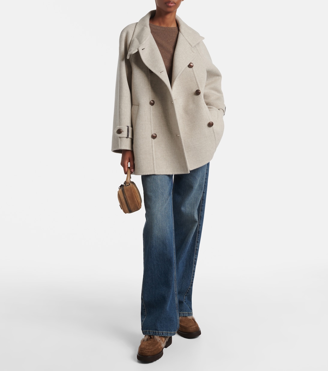 Double-breasted wool and cashmere coat | Brunello Cucinelli