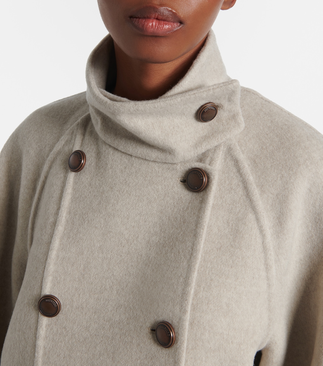 Double-breasted wool and cashmere coat | Brunello Cucinelli