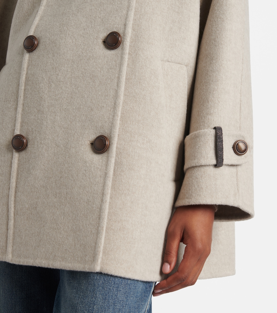 Double-breasted wool and cashmere coat | Brunello Cucinelli