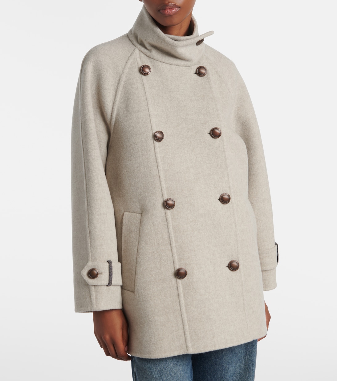 Double-breasted wool and cashmere coat | Brunello Cucinelli