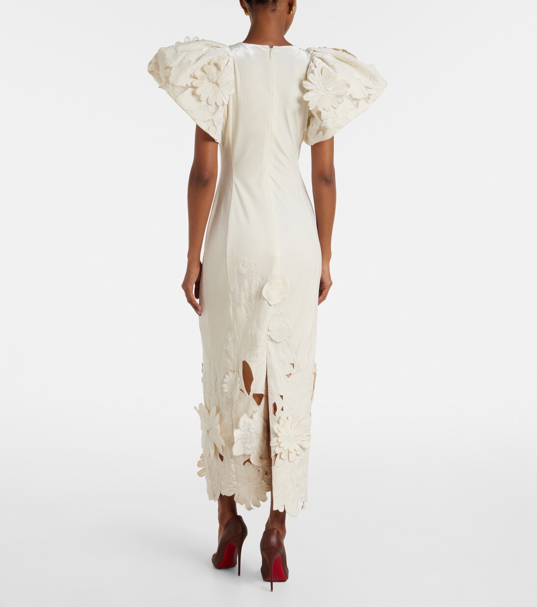 Robe longue Lucina en velours à fleurs | Leo Lin