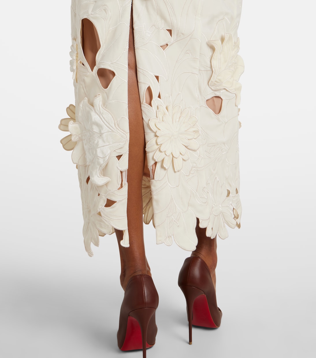 Robe longue Lucina en velours à fleurs | Leo Lin