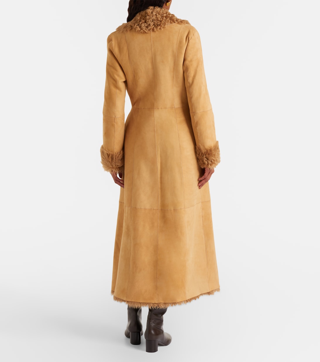 Joni shearling-lined suede wrap coat | Nour Hammour