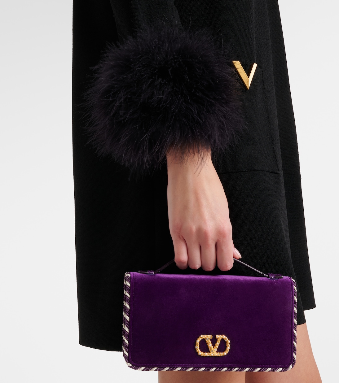 Minikleid VLogo Signature mit Federn | Valentino