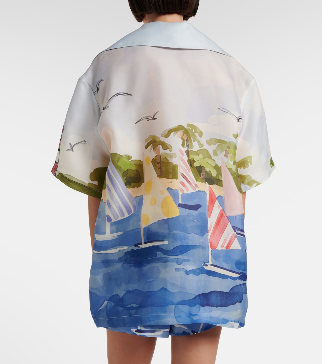 Camicia Casey in seta con stampa | Leo Lin