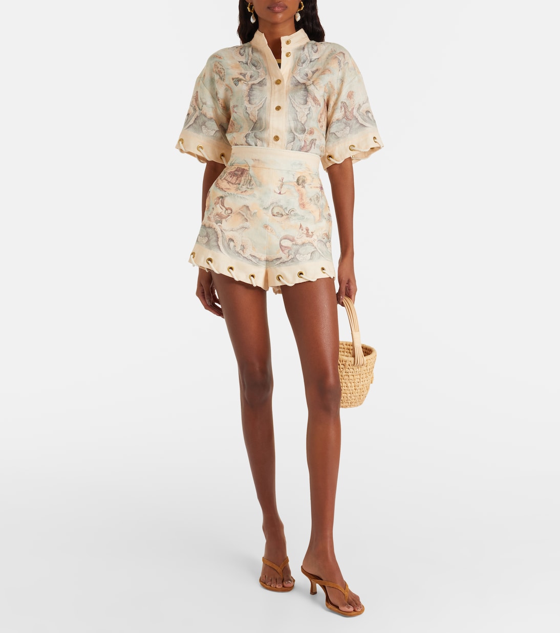 Printed linen shorts | Zimmermann