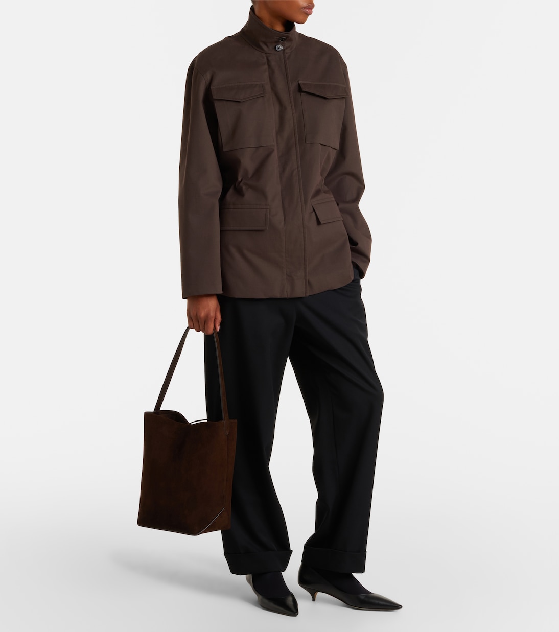 Cabas N/S Park Edge Medium en daim | The Row