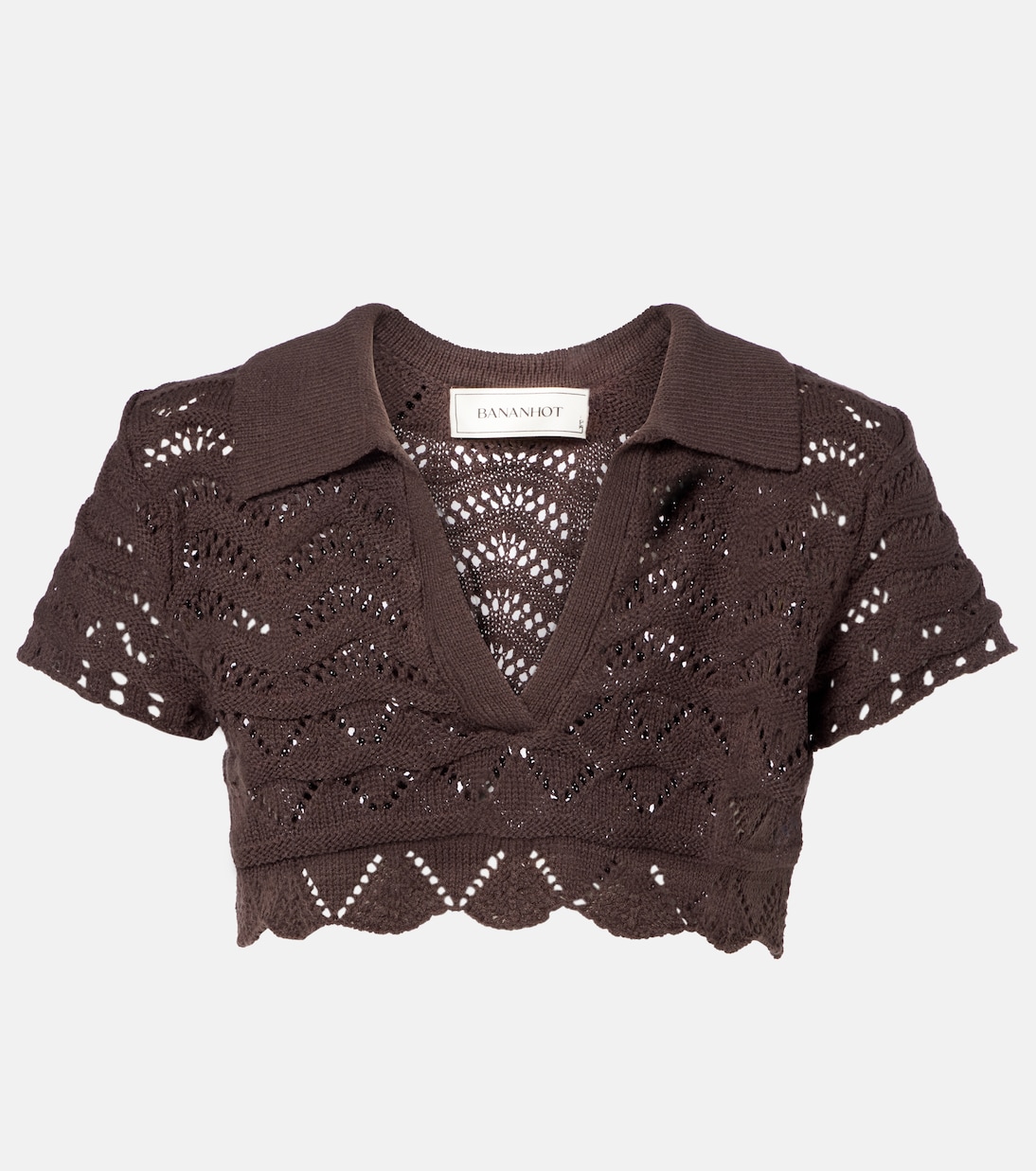Coco open-knit cotton-blend crop top | Bananhot