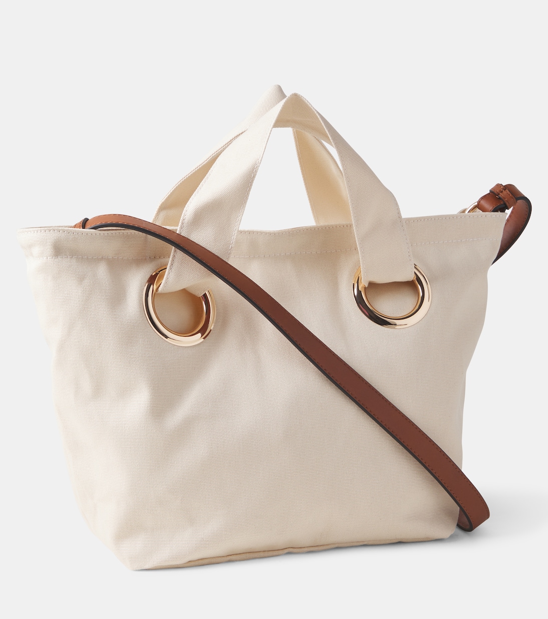 Cabas en toile et cuir à logo | Chloé Kids