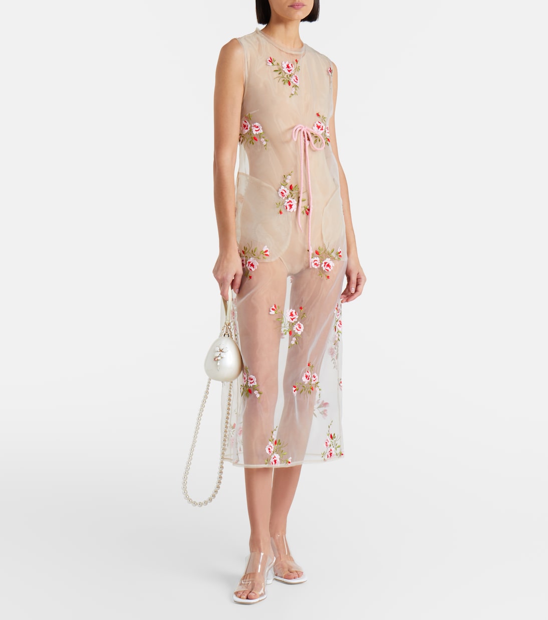 Embroidered sheer organza midi dress | Simone Rocha