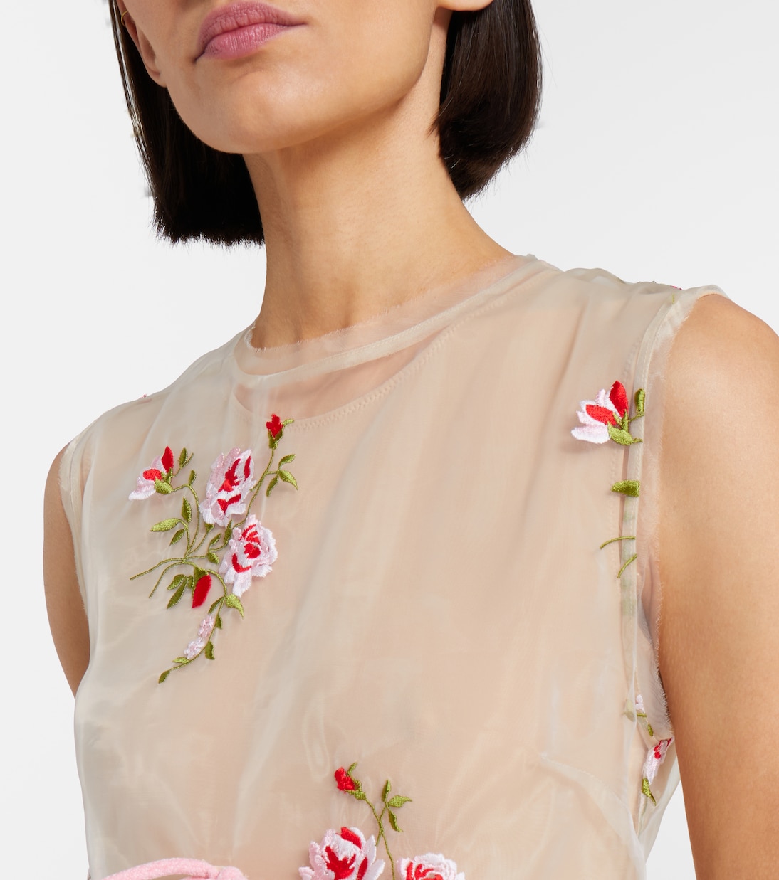 Embroidered sheer organza midi dress | Simone Rocha