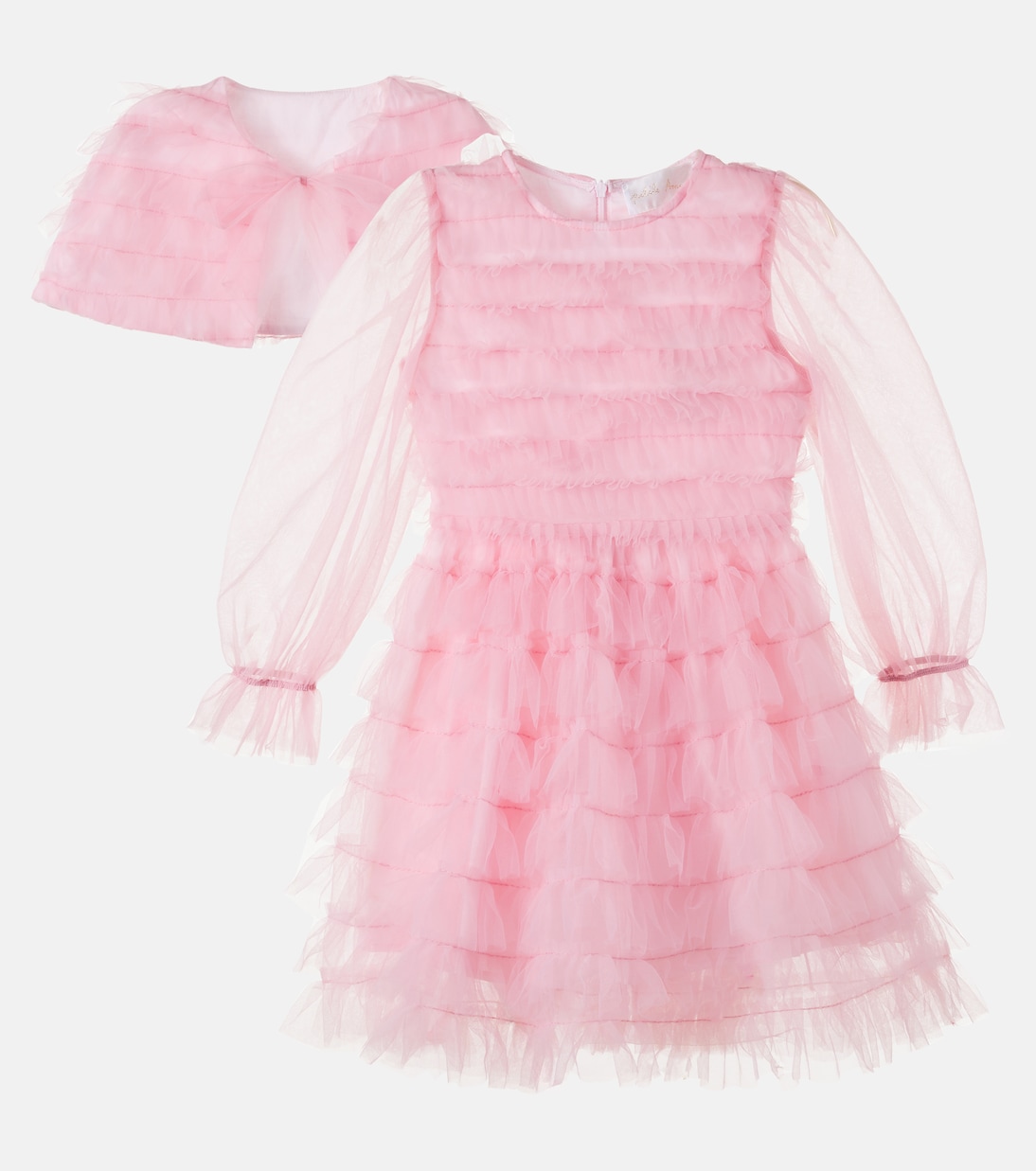 Cape-detail ruffled tulle dress | Petite Amalie  