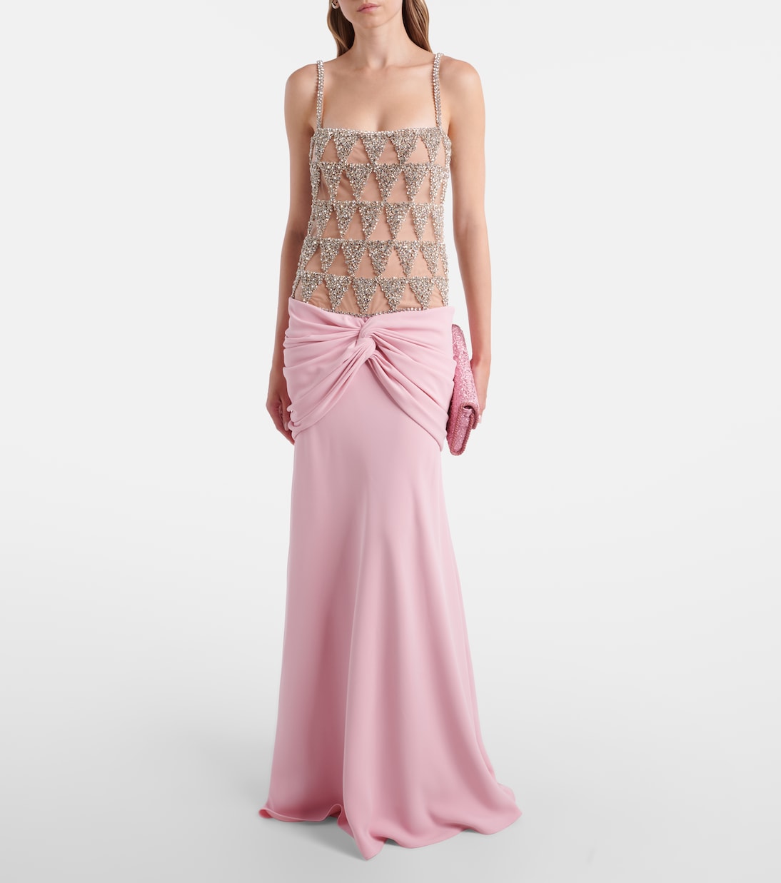 Embellished draped gown | Costarellos