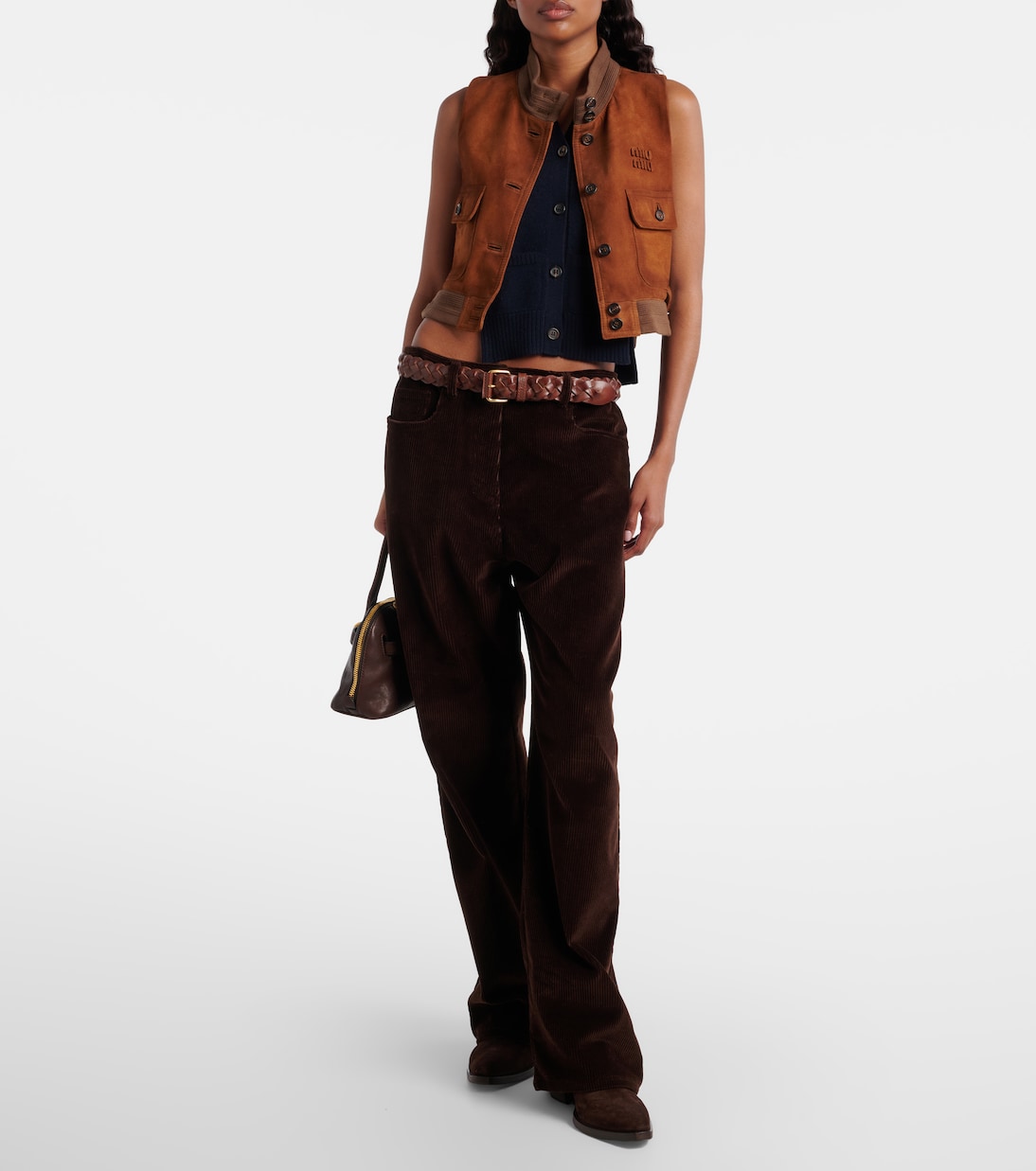 Veste sans manches en daim | Miu Miu