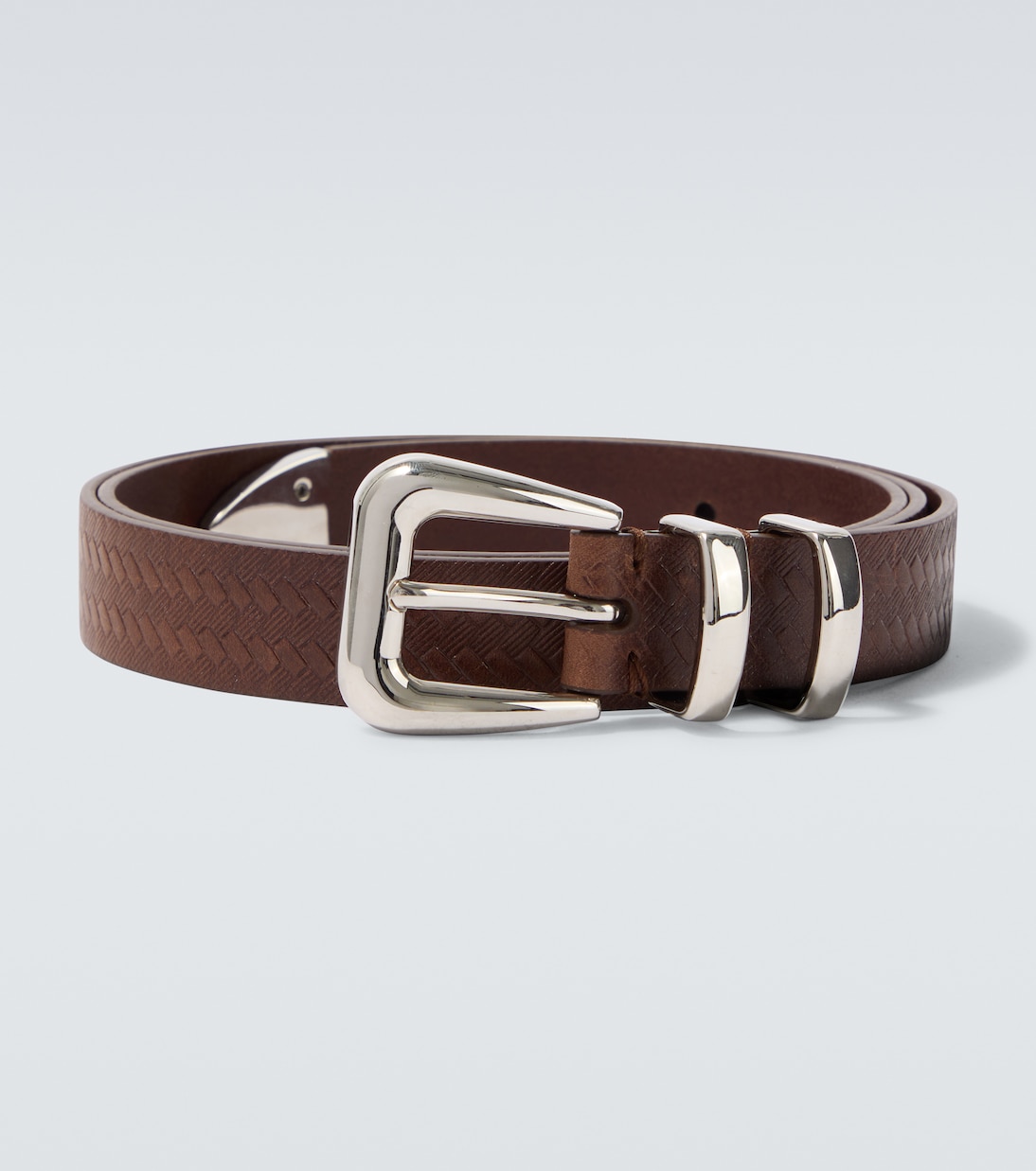 Debossed leather belt | Brunello Cucinelli