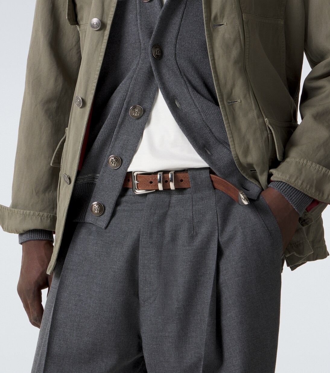 Debossed leather belt | Brunello Cucinelli