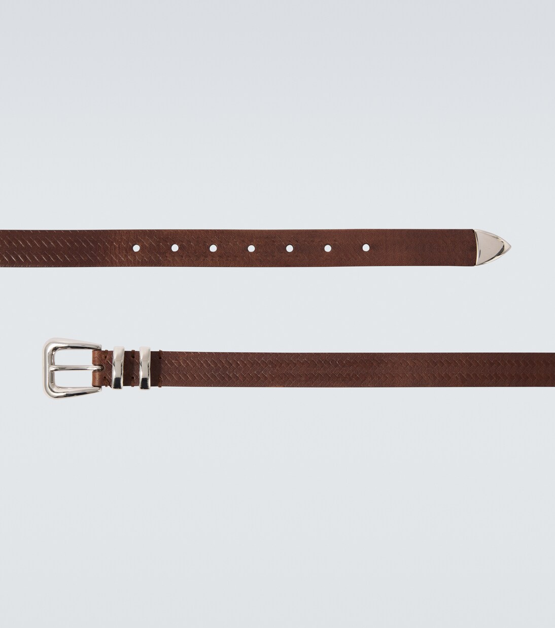 Debossed leather belt | Brunello Cucinelli