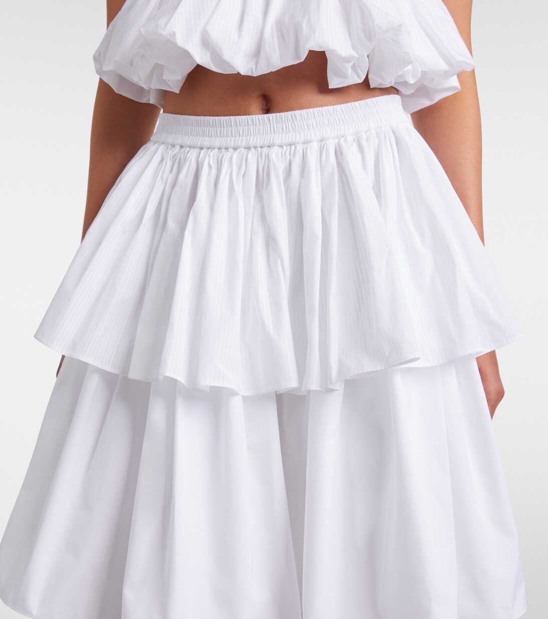 Falda midi escalonada de algodón | Alaïa