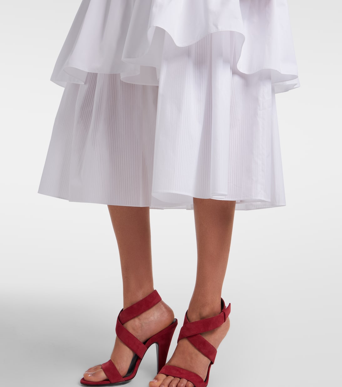 Falda midi escalonada de algodón | Alaïa