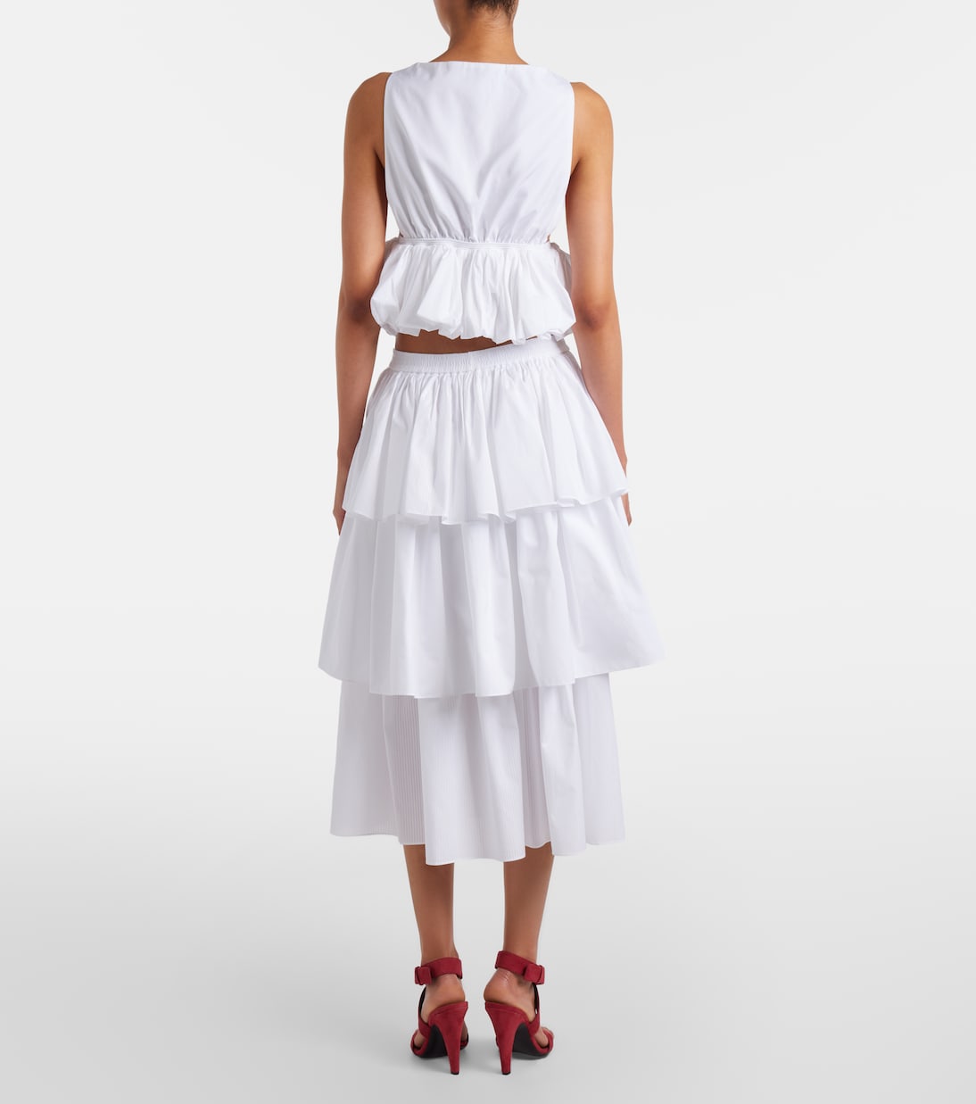 Falda midi escalonada de algodón | Alaïa