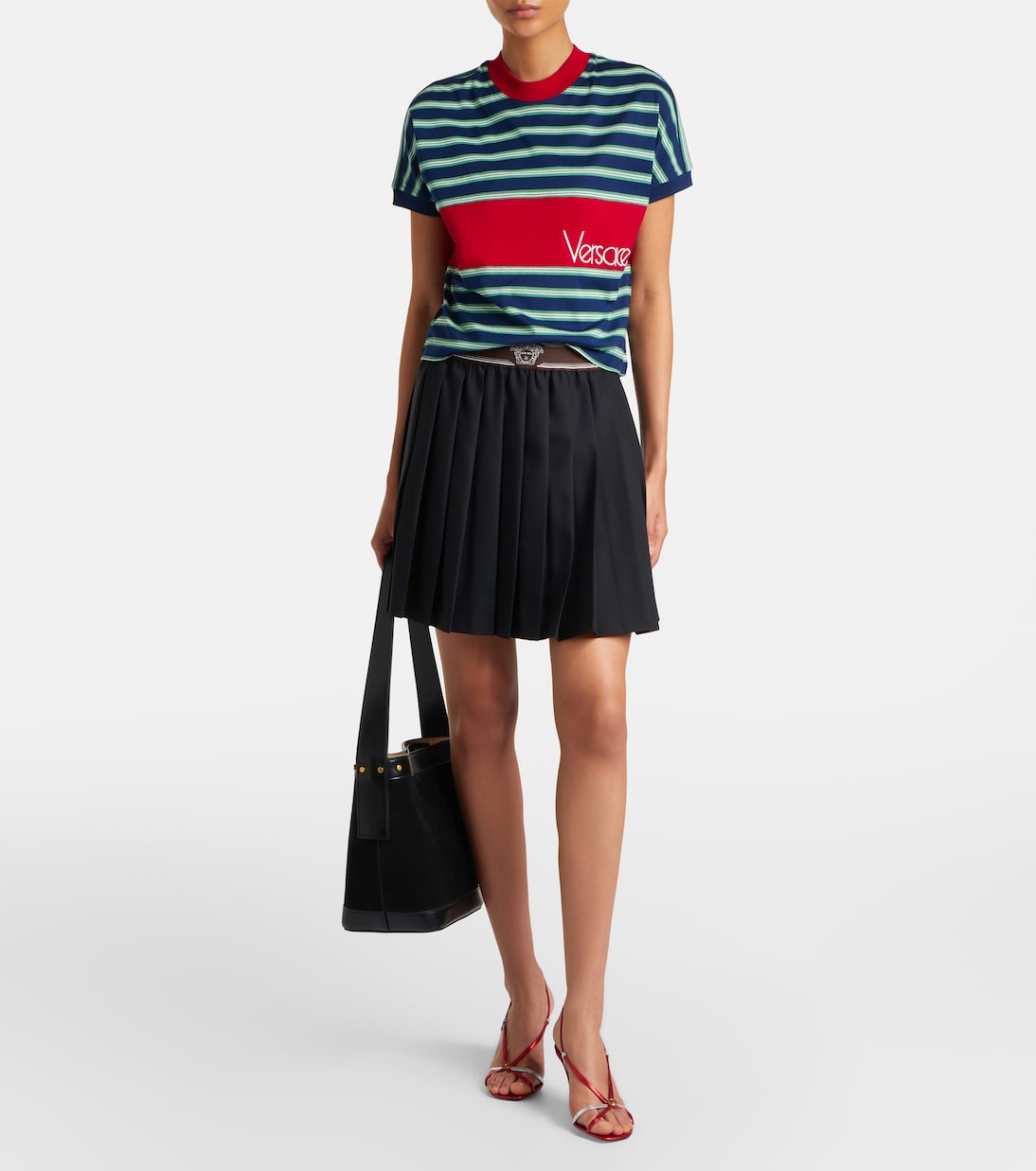 Pleated wool and mohair miniskirt | Versace