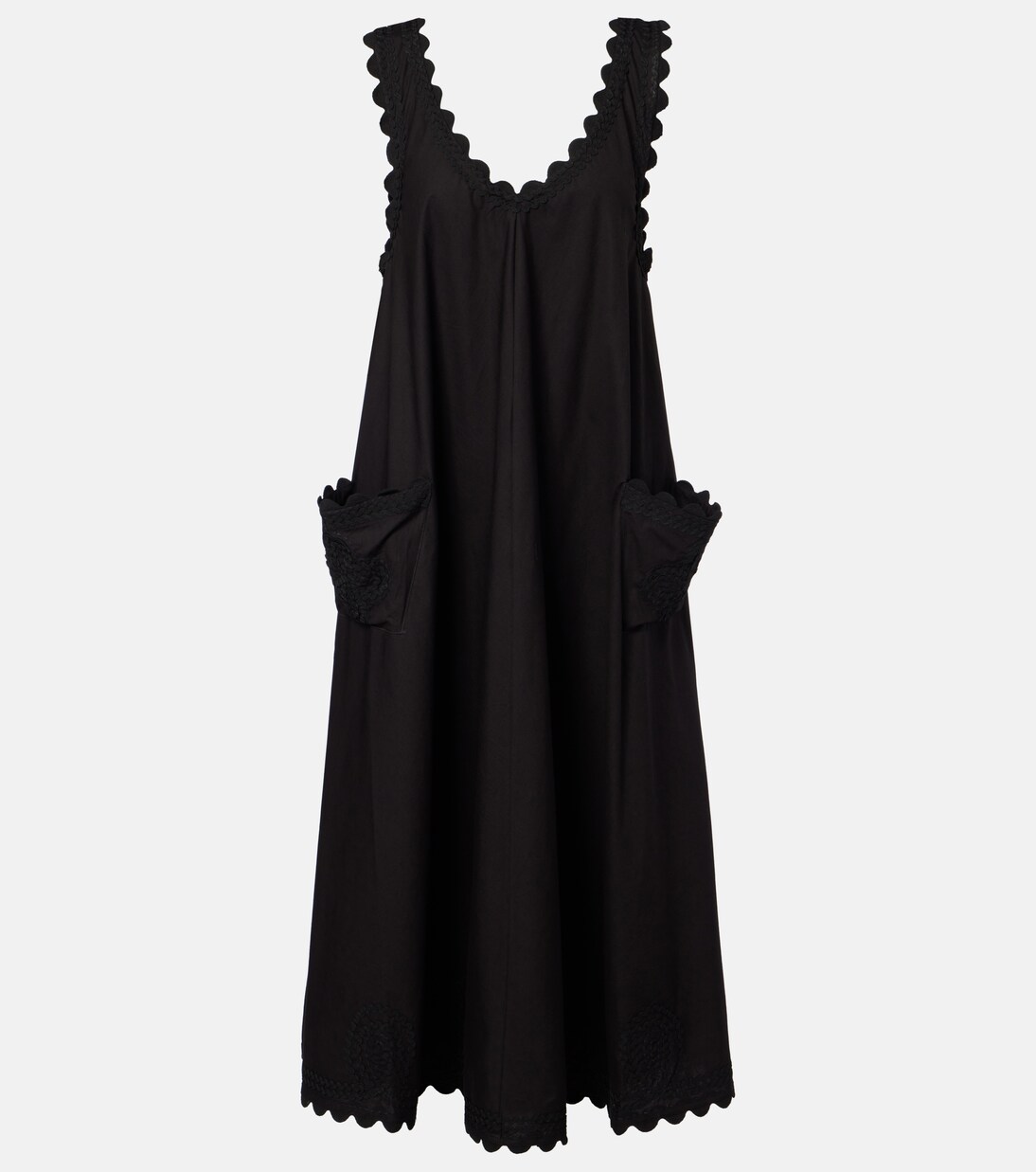 Embroidered scalloped cotton poplin midi dress | Juliet Dunn