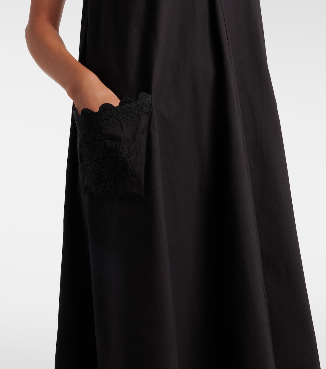 Embroidered scalloped cotton poplin midi dress | Juliet Dunn