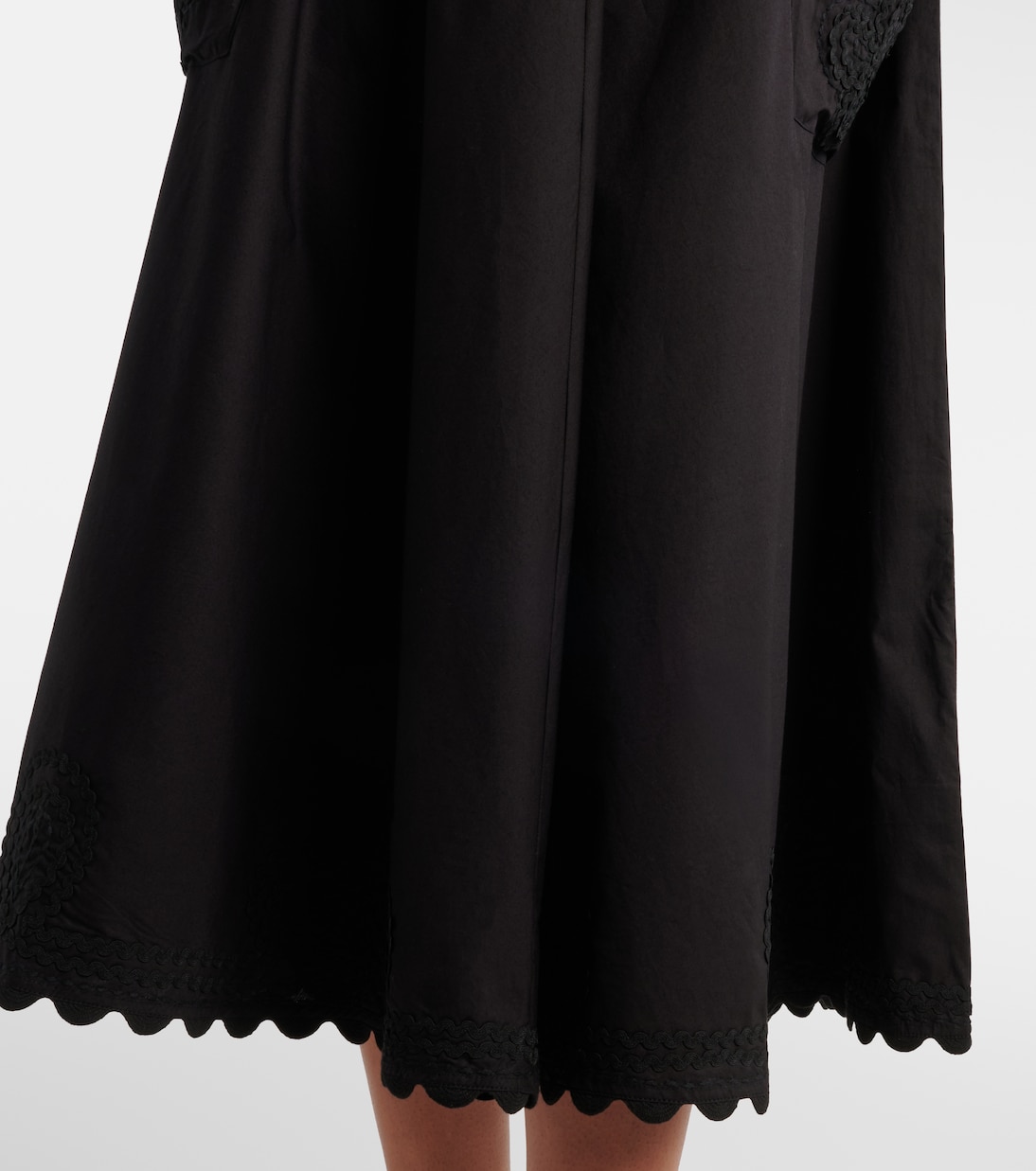 Embroidered scalloped cotton poplin midi dress | Juliet Dunn