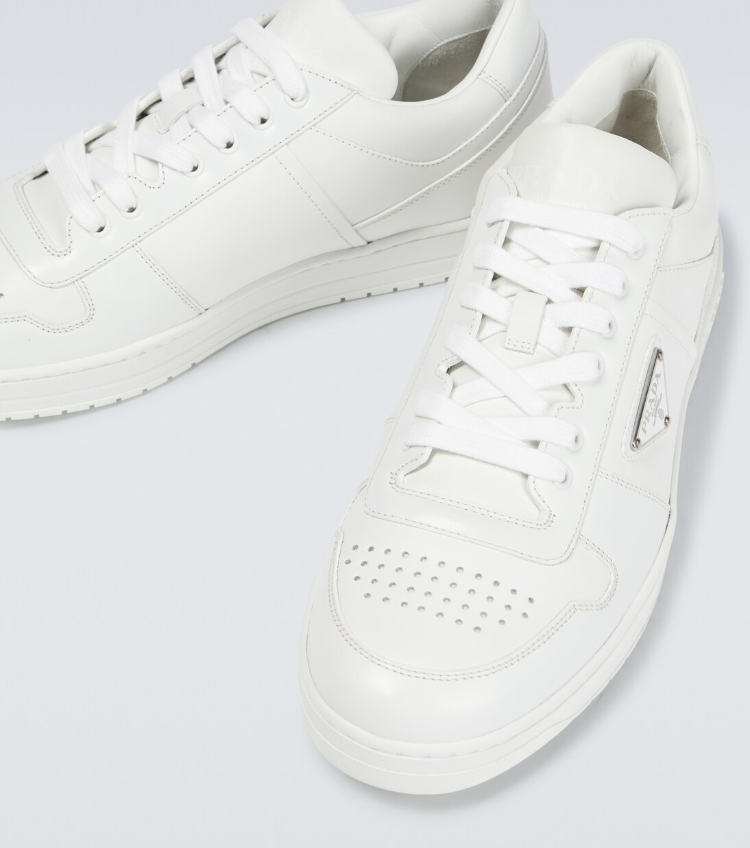 Downtown leather sneakers | Prada