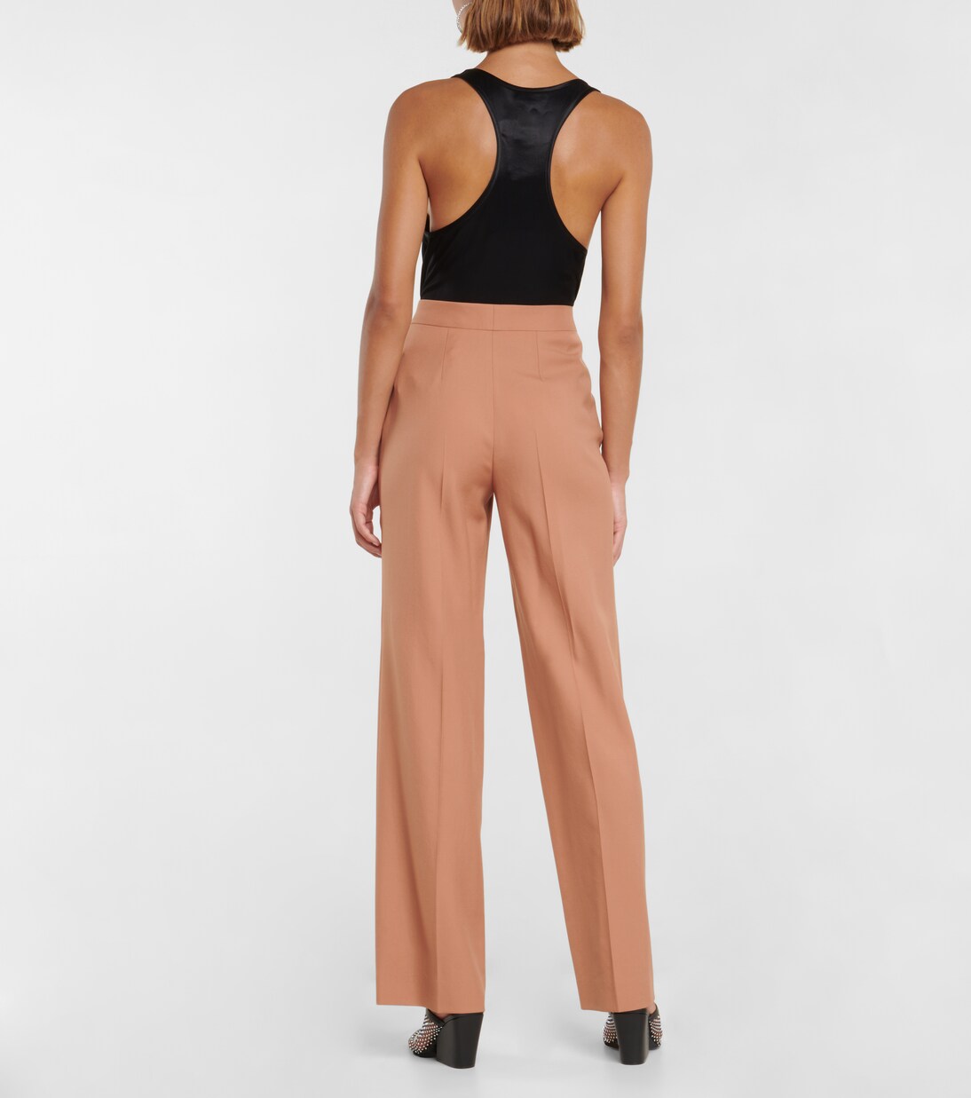 Pantalones rectos de lana de tiro alto | Stella McCartney